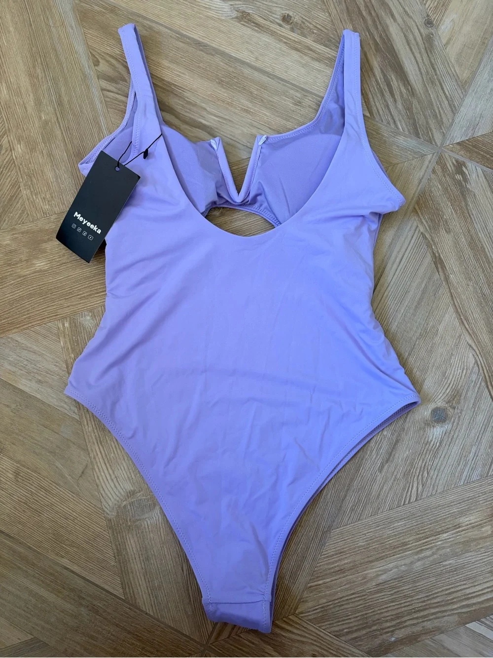 Meyeeka Purple Cutout One Piece Swimsuit Size Medium Neutral Beach Vacation